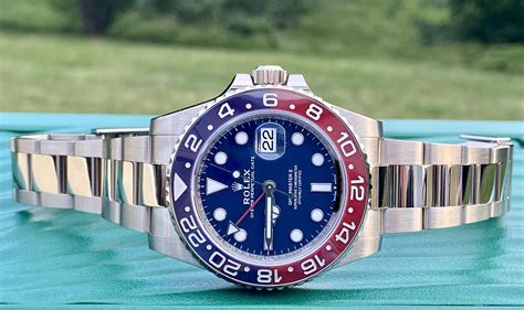 rolex gmt white gold blue dial|rolex pepsi gmt 2020.